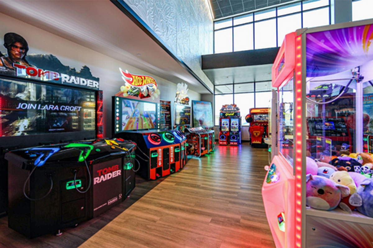 Colorful arcade machines and games