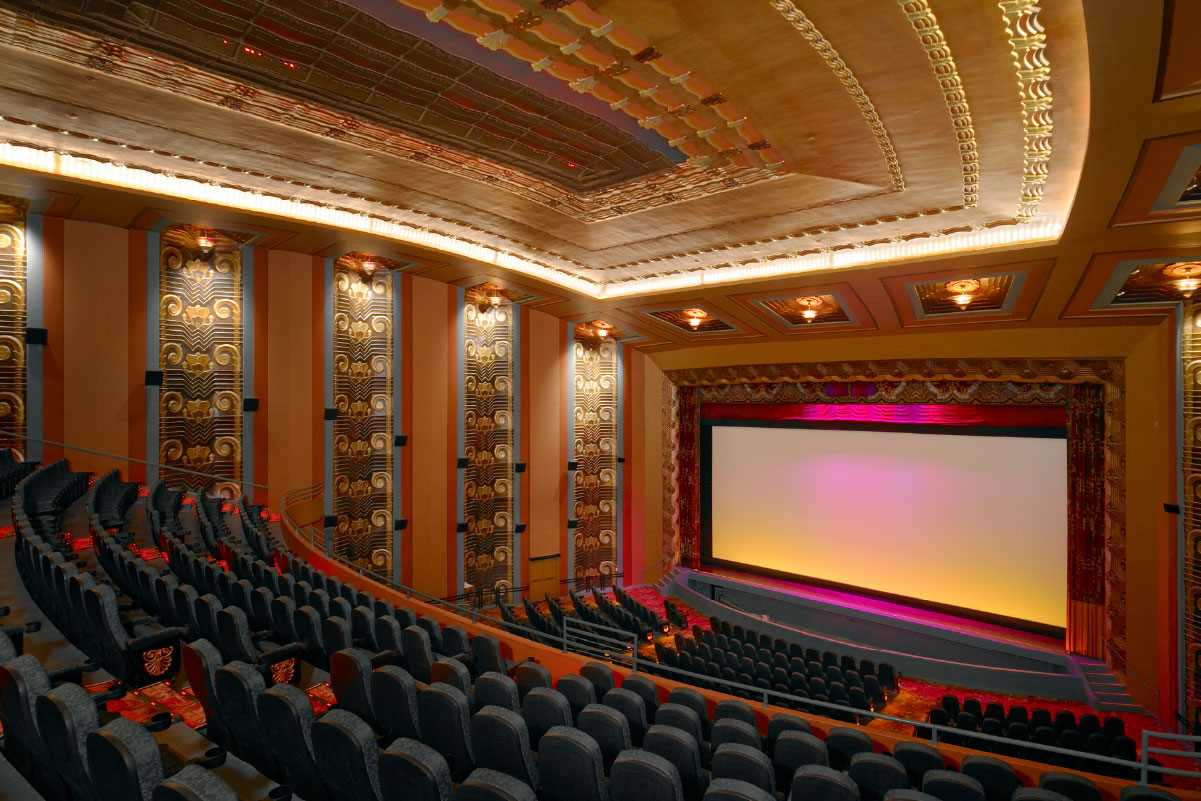 People watching a movie in a theater