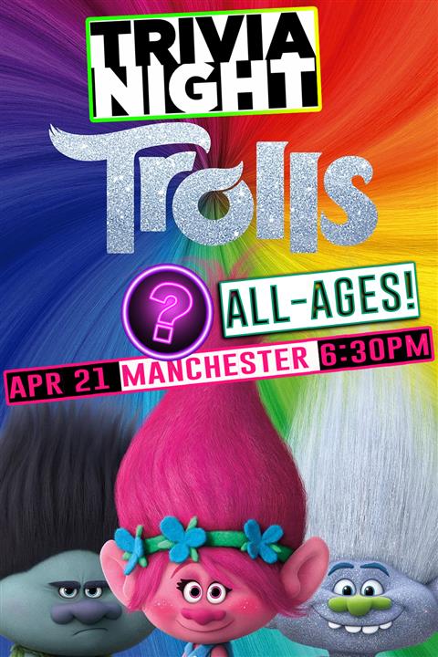 ALL-AGES TRIVIA NITE - TROLLS MOVIES! poster