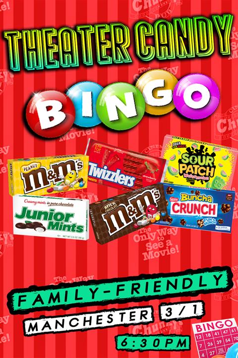 THEATER CANDY BINGO!  3-1-24 poster
