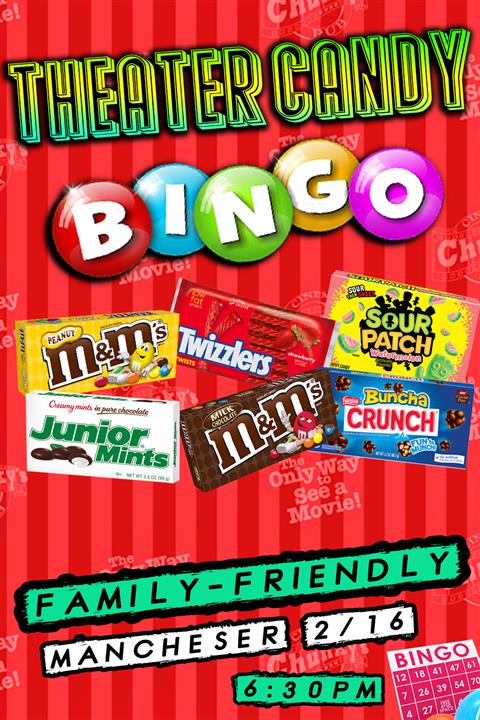 THEATER CANDY BINGO!  2-16-24 poster