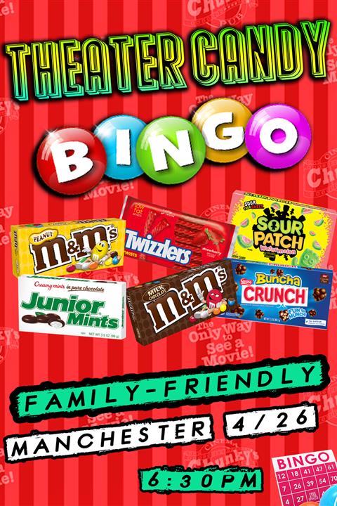THEATER CANDY BINGO!  4-26-24 poster