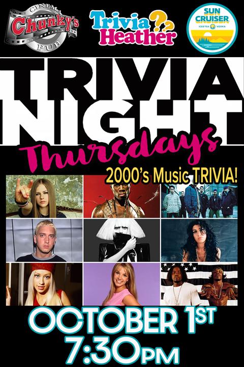 18+ LIVE TRIVIA NIGHT: 2000'S MUSIC! 10/01/26 poster