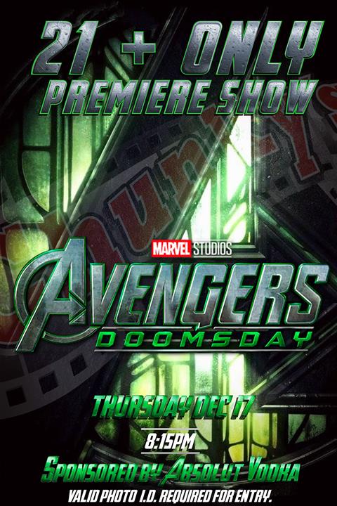 21+ SHOWING: AVENGERS DOOMSDAY poster