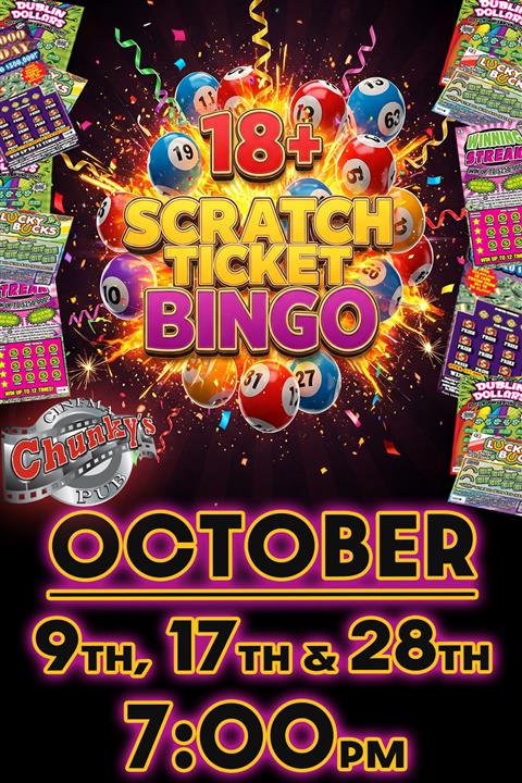 18+ LIVE SCRATCH TICKET BINGO NIGHT! 10/28/26 poster