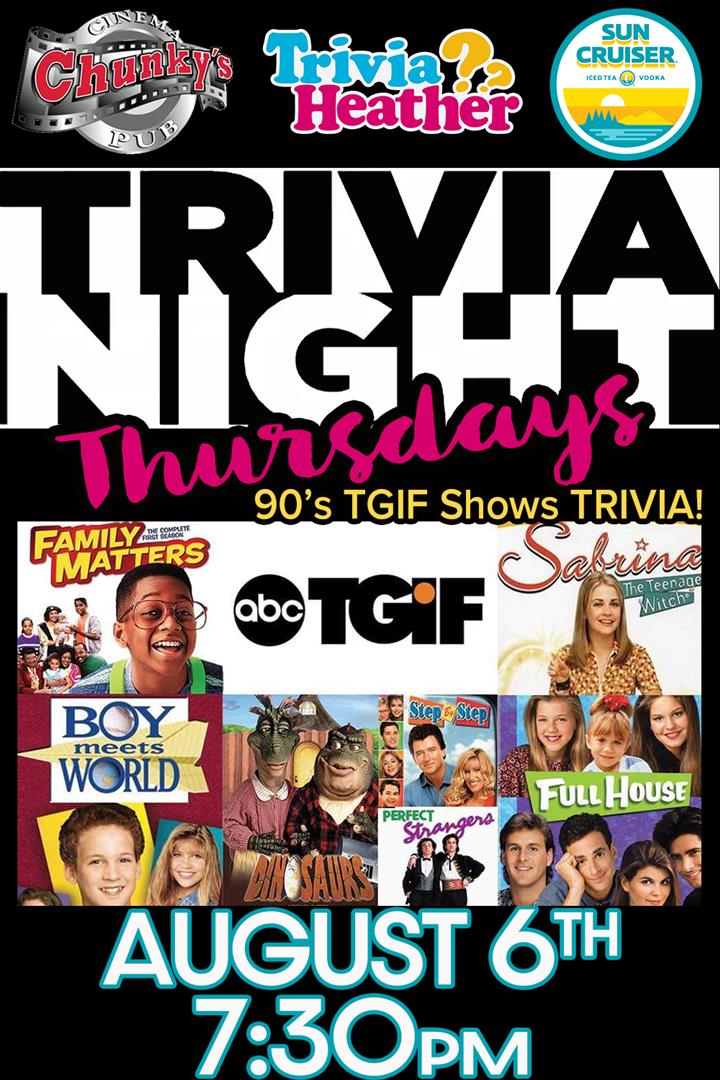 18+ LIVE TRIVIA NIGHT: 90'S TGIF SHOWS! 08/06/26 Movie Poster
