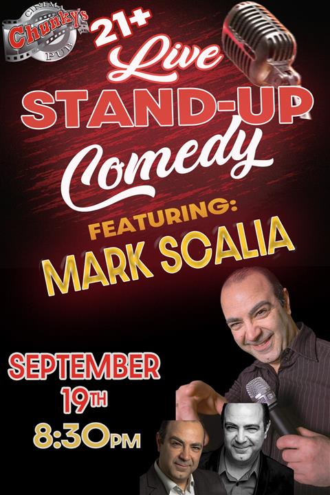 LIVE 21+ COMEDY: MARK SCALIA! 09/19/26 poster
