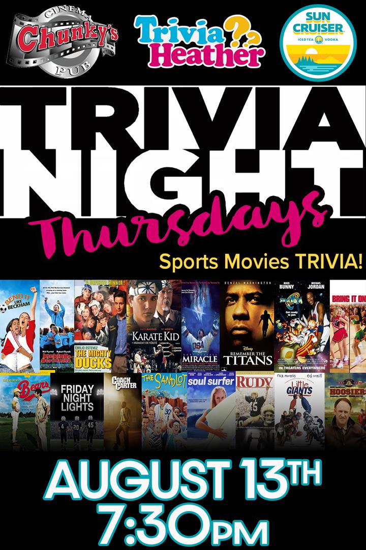 18+ LIVE TRIVIA NIGHT: SPORTS MOVIES! 08/13/26 Movie Poster