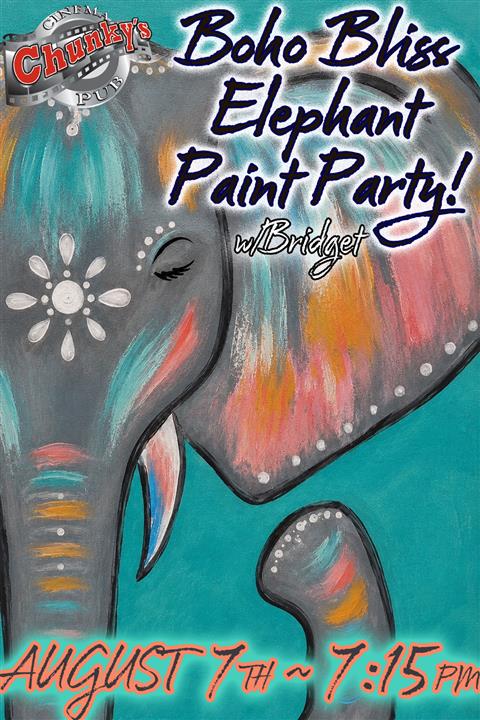 PAINT PARTY: BLOOMING BOHO BLISS ELEPHANT! 08/07/26 poster