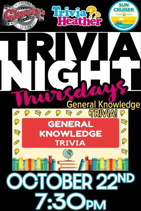 18+ LIVE TRIVIA NIGHT: GENERAL KNOWLEDGE! 10/22/26 poster