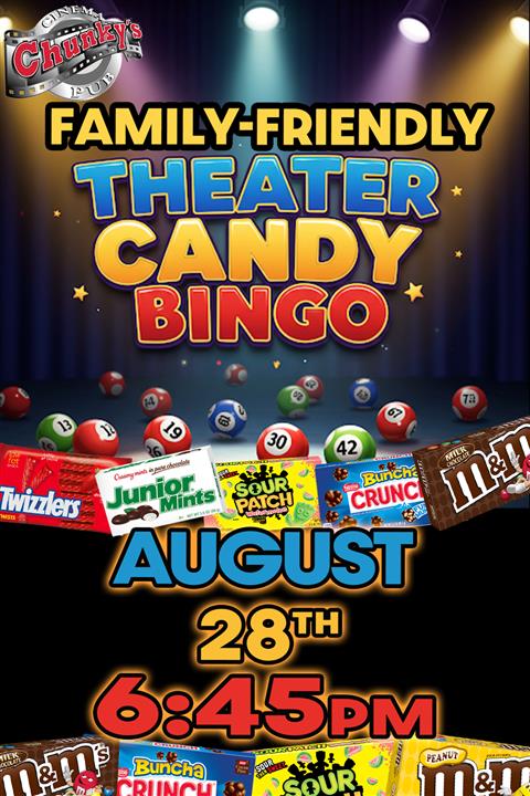 LIVE THEATER CANDY BINGO! 08/28/26 poster