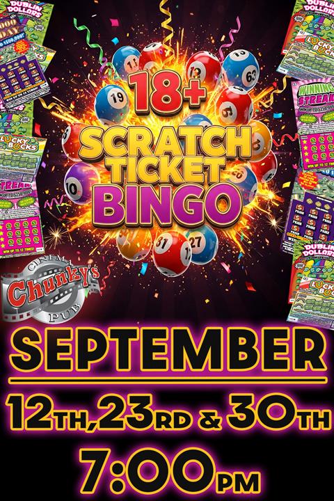 18+ LIVE SCRATCH TICKET BINGO NIGHT! 09/23/26 poster