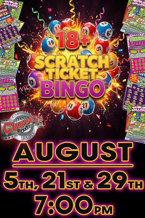 18+ LIVE SCRATCH TICKET BINGO NIGHT! 08/05/26 poster