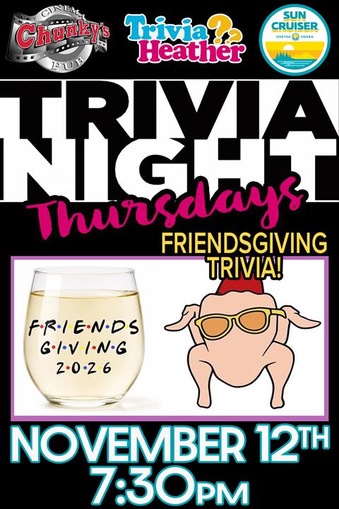 18+ LIVE TRIVIA NIGHT: FRIENDSGIVING! 11/12/26 poster