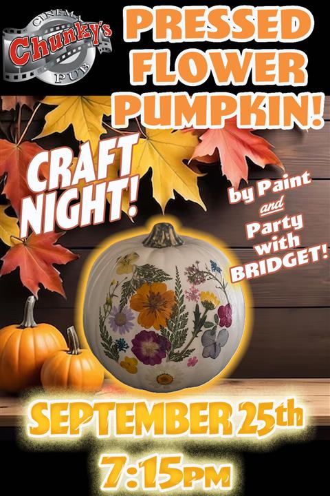 PAINT & PARTY: PRESSED FLOWER PUMPKIN! 09/25/26 poster