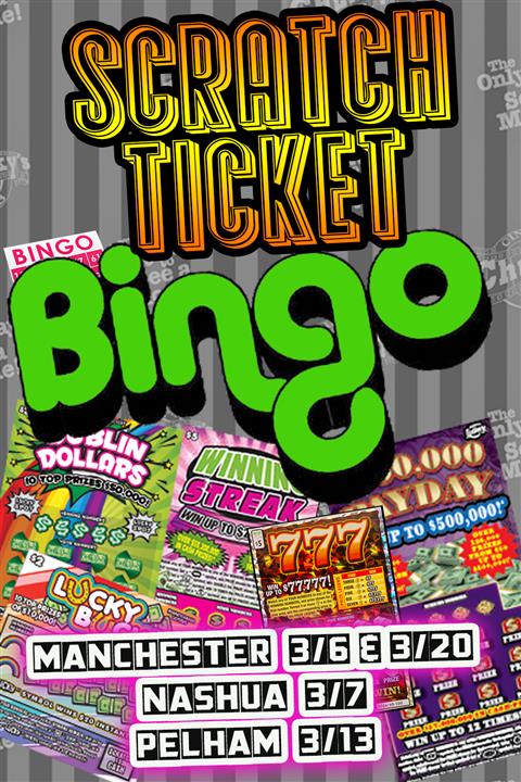 21+ SCRATCH TICKET BINGO!  MAR 2024 poster