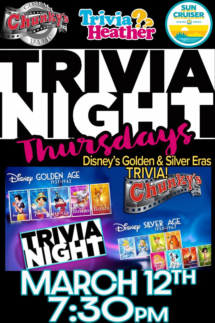 18+ LIVE TRIVIA NIGHT: DISNEY GOLDEN & SILVER ERAS! 03/12/26 Movie Poster