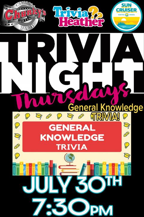 18+ LIVE TRIVIA NIGHT: GENERAL KNOWLEDGE! 07/30/26 poster