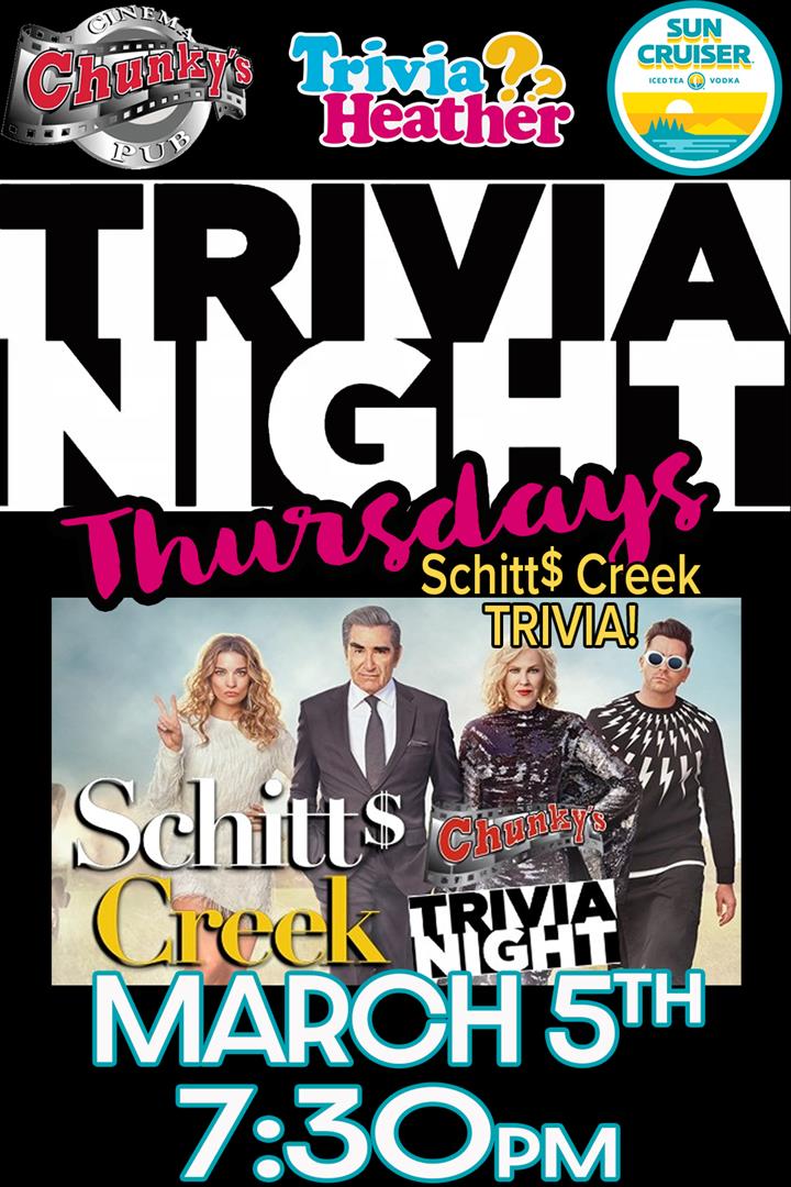 18+ LIVE TRIVIA NIGHT: SCHITT$ CREEK! 3/05 Movie Poster