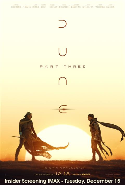 Dune: Part Three Insider Screenings IMAX poster