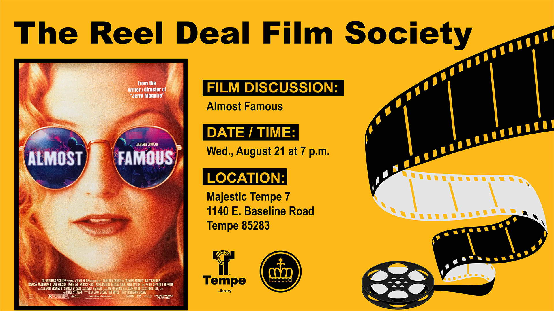 AUGUST REEL DEAL FILM SOCIETY - ALMOST FAMOUS | Majestic Neighborhood ...