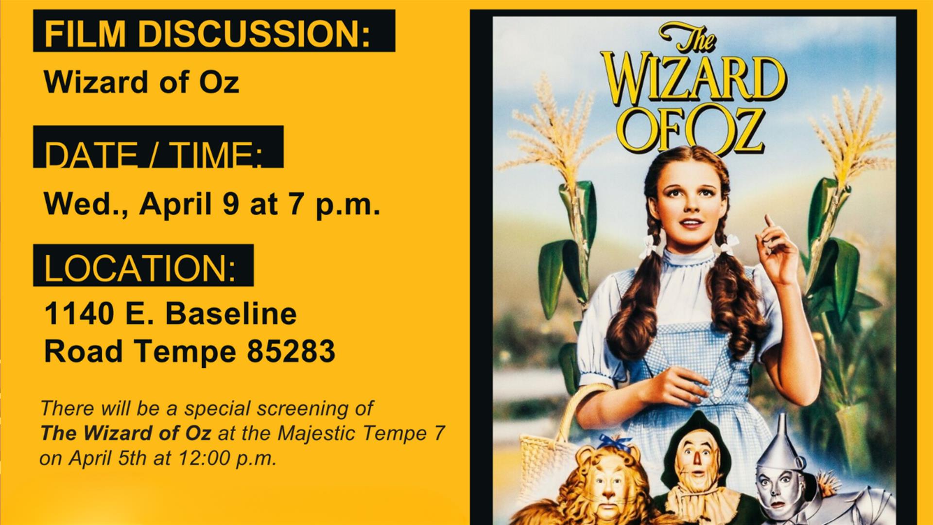 THE REEL DEAL FILM SOCIETY APRIL - THE WIZARD OF OZ image