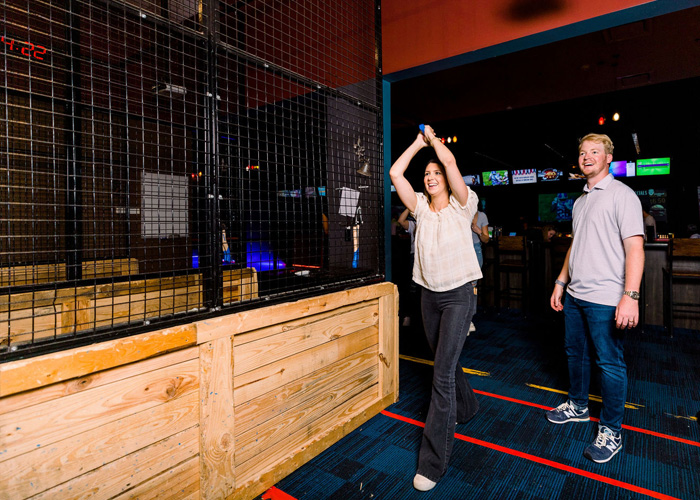 Have fun Axe Throwing at Movie Bowl Grille