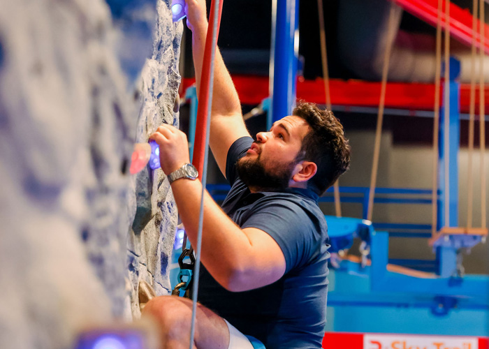 Indoor Rock Climbing at Movie Bowl Grille in Sherman, Texas