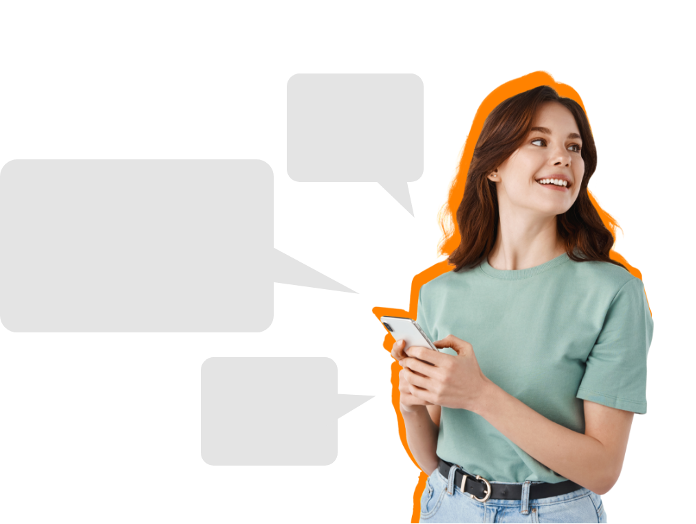 Smiling girl texting