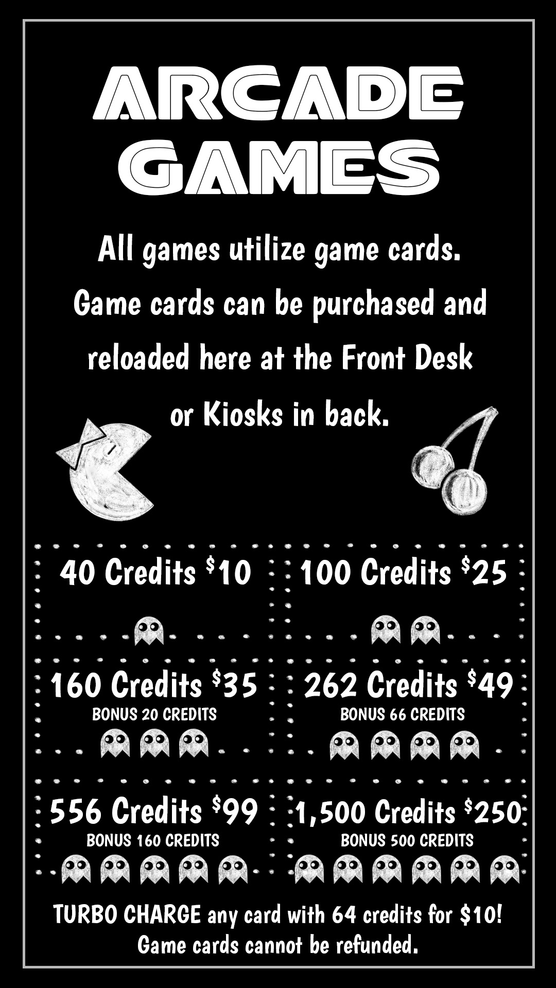 Arcade game card credits