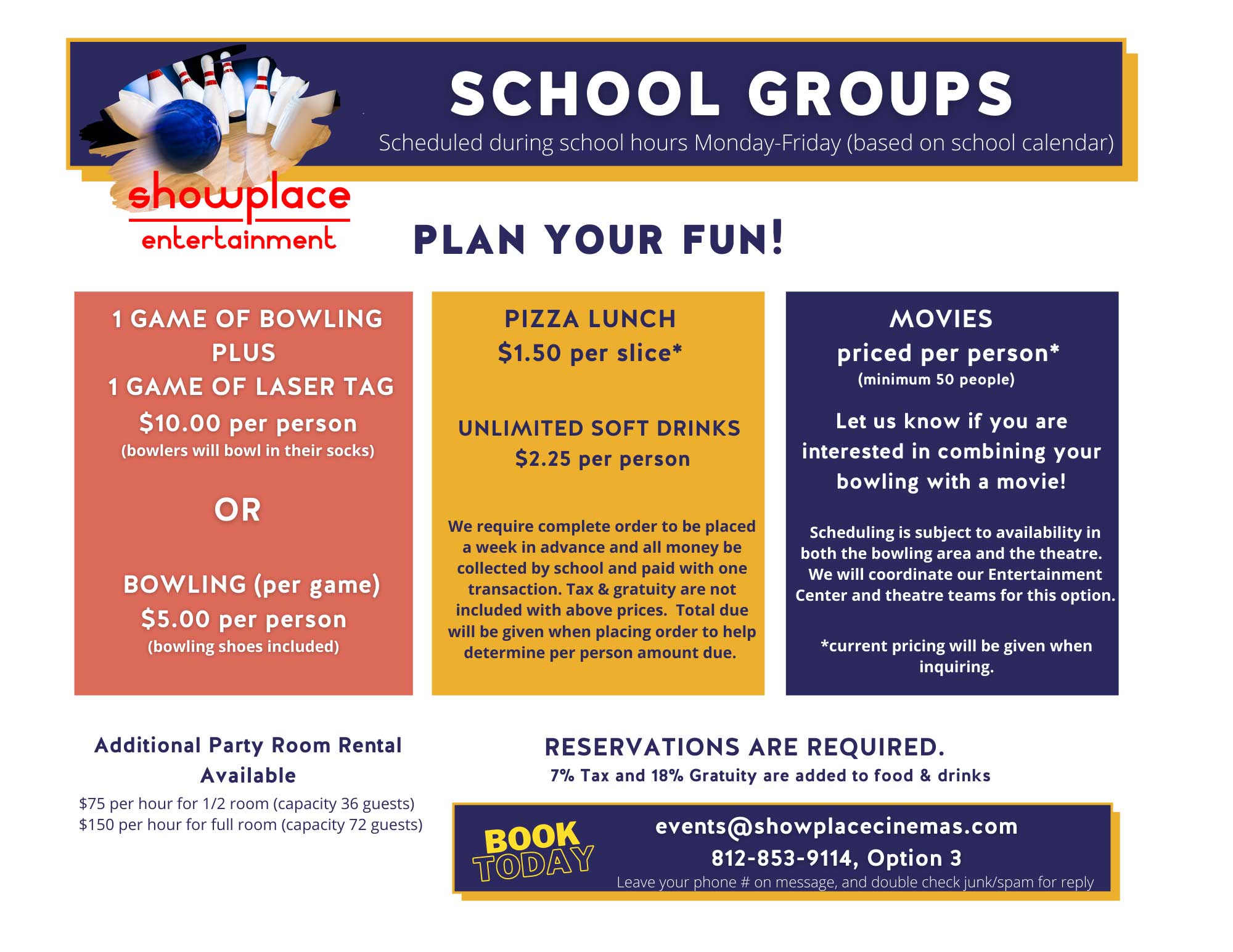 school group packages flyer