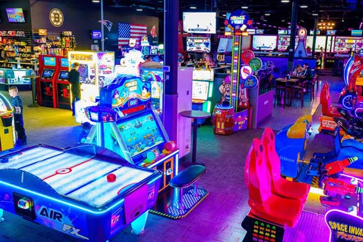 Colorful arcade room