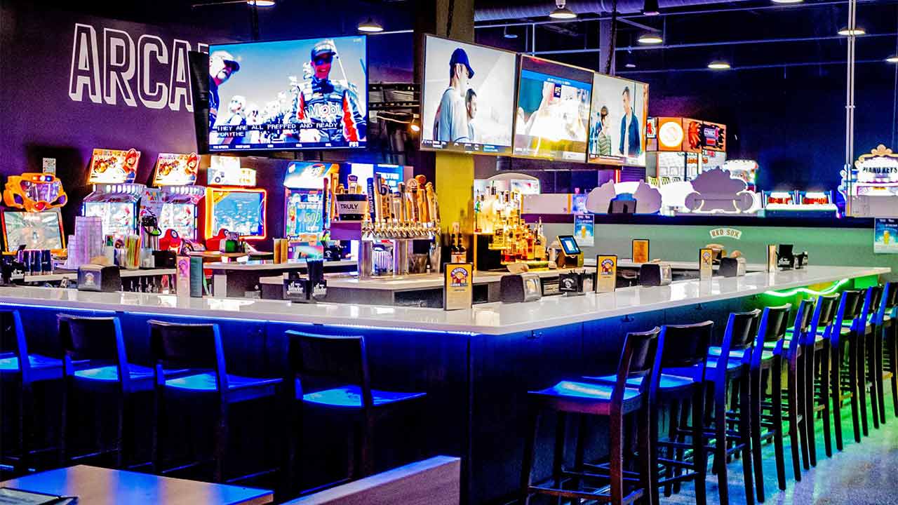 Bar Seating with Televisions