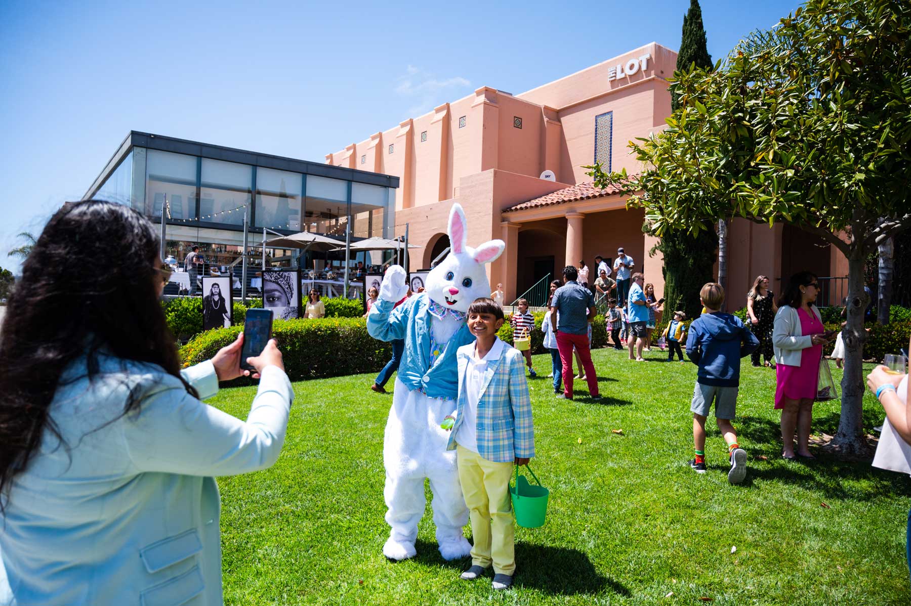 Easter egg hunt with Easter Bunny